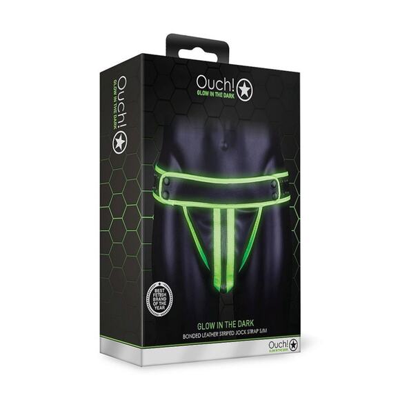 OUCH! Glow in the Dark NEON GREENJOCK STRAP | S/M - Picture 3 of 4